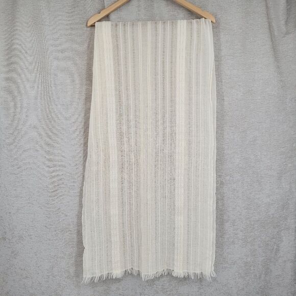 Churchill Handwoven Vintage Wool Scarf Elegant Cream Scarf - Picture 6 of 8